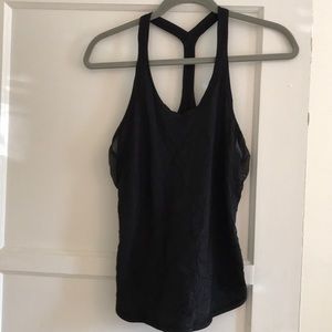 Black lululemon tank with side mesh panel